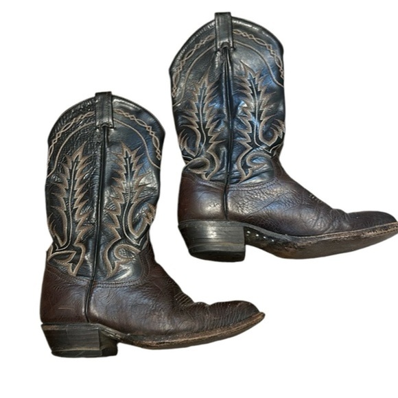 Tony Lama Men’s Brown Leather Cowboy Western Boots Size 7.5 Vintage main image 4